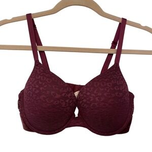PINK by Victoria's Secret Burgundy Lace Push Up Bra 34D Casual Chic